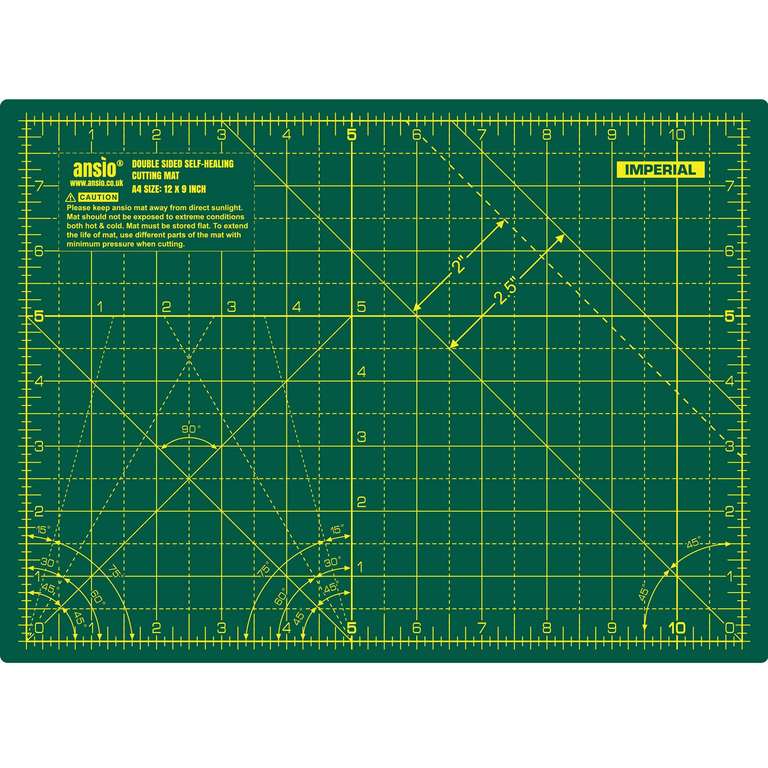 ANSIO Craft Cutting Mat Self Healing A4 Double Sided 5 Layers, 29cm x 21cm, Green - W/Voucher
