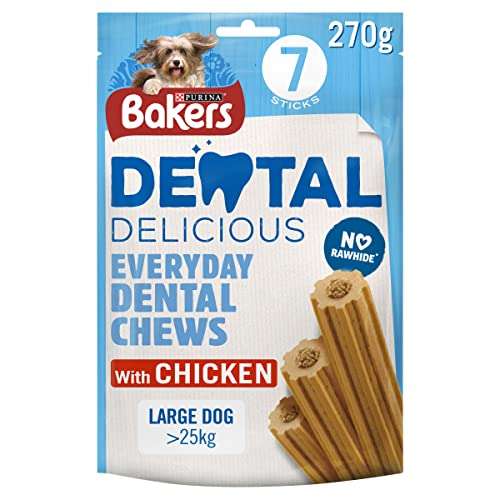 Bakers Dental Delicious Large Dog Chews Chicken 270g (Case of 6) £6 / £5.70 Subscribe & Save + 20% Voucher on 1st S&S @ Amazon