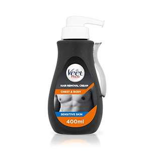 Veet Hair Removal Cream For Men (400ml Pump), Chest And Body Cream, Gentle Hair Removal Cream For Sensitive Skin - £6 @ Amazon