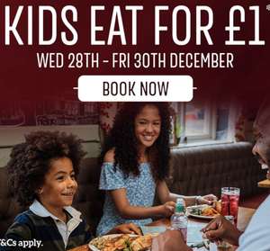 Tasty family time for less at Toby! Kids eat for £1 with adult main meal Wednesday to Friday @ Toby Carvery