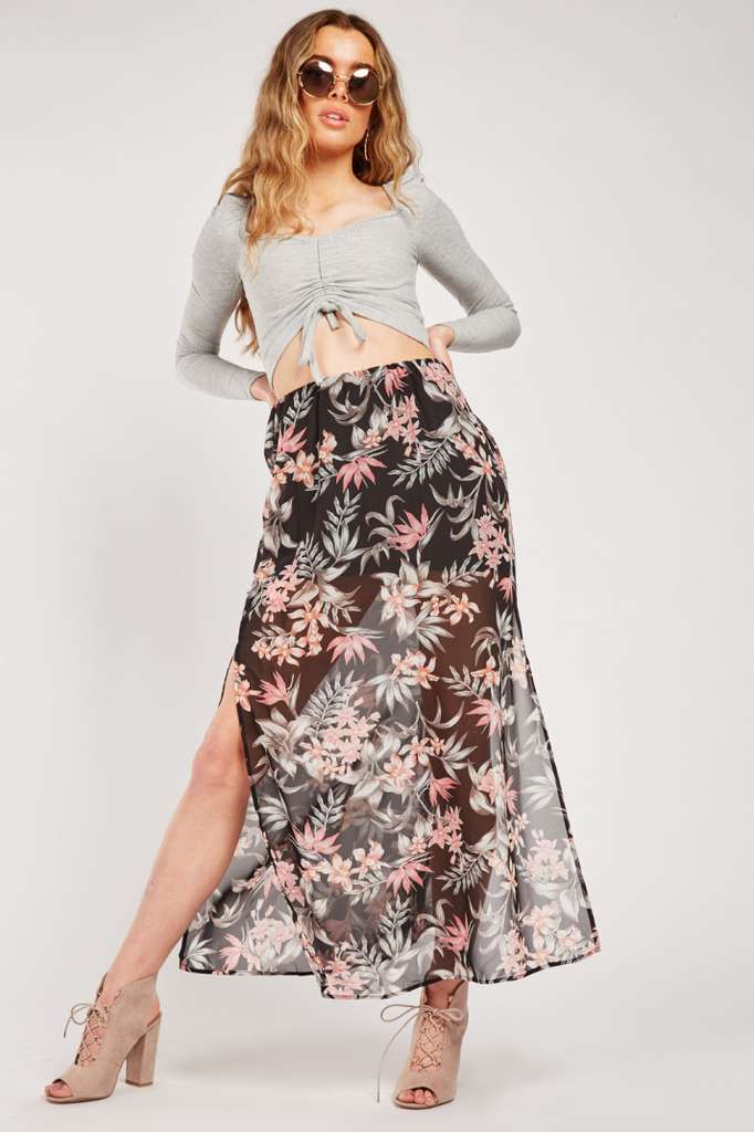 Floral Print Sheer Maxi Skirt, Size 4 at Bargain £1.50 via ...