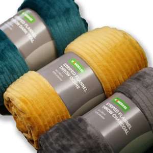 Striped Fleece Throw (Dark Teal / Ochre / Charcoal) 130x180cm - £5 (Free click & collect) @ Homebase
