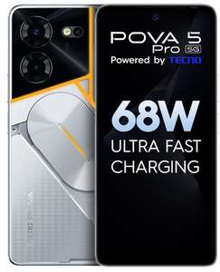 Pova 5 Pro 5G Silver Fantasy Smartphone 8GB RAM 256GB Segment 1st 68W Multi-Colored Backlit ARC Interface | 50MP