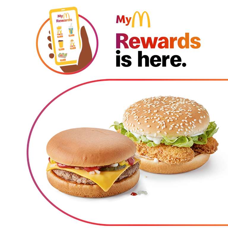 My McDonald's Rewards - Get a free cheeseburger or vegetable deluxe on sign up / 1500 bonus points on your first order via app @ McDonald's