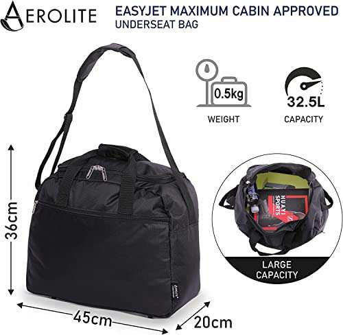 2 x Aerolite New Spring 2023 Maximum Size Carry On Holdall Travel Bag 45x36x20 - £14.99 @ Amazon / Dispatches and Sold by Packed Direct