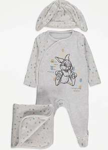 Disney Thumper Character Print Grey Sleepsuit Blanket and Hat Set 0-3 & 3-6 months £6 free click and collect @ George (Asda)