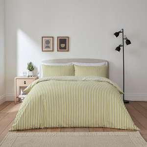 Payton Stripe Green Duvet Cover and Pillowcase Set From £4.20 with Free Click and collect from Dunelm