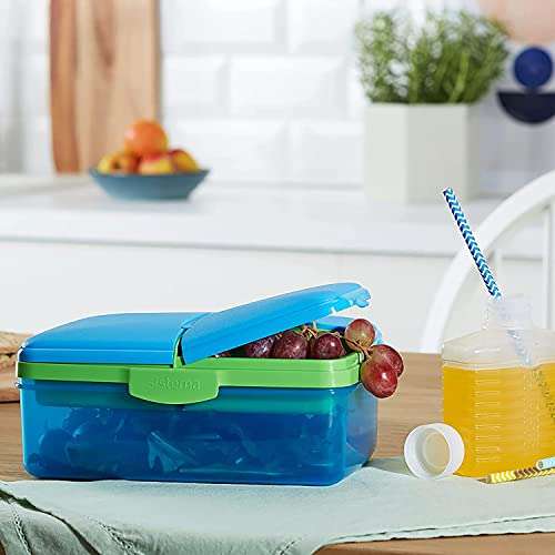 Sistema Lunch Slimline Quaddie Lunch Box with Water Bottle 1.5 L Air-Tight and Stackable Food Storage Container Blue/Green £3.03 @ Amazon