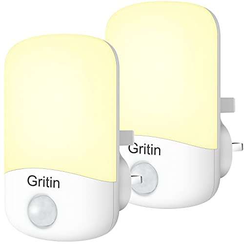 [2 Pack] Gritin LED Sleep-friendly Night Lights Plug in Dusk to Dawn Photocell Sensor £5.99 @ Dispatches from Amazon Sold by Flying-Store