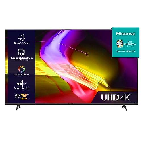 Hisense 55 Inch UHD VIDAA Smart TV 55E6KTUK - Dolby Vision, Pixel Tuning, Voice Remote,, Freeview Play, Netflix and Disney (2023)