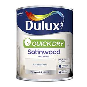 Dulux Quick Dry Satinwood Brilliant white 750ml - £8.25 + £4.99 non prime @ Amazon