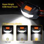 Gritin LED Head Torch, [2 Pack] COB Headlamp Super Bright Headlight, Adjustable with 3 Modes - £5.70 sold by Accer Trading Limited @ Amazon