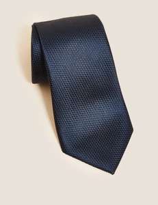 M&S Collection Textured Pure Silk Tie (Navy / Burgundy) - £6.50 (Free Click & Collect) @ Marks & Spencer