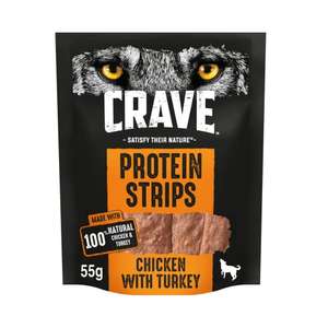 Crave Protein Chunks - Dog Treats with Chicken and Turkey - Grain Free - 7 x 55 g (£9.35 s&s)