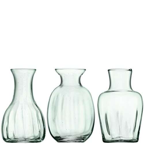LSA International Mia Mini Vase Trio H 11 cm Recycled/Part Optic | Set of 3 | Recycled Glassware
