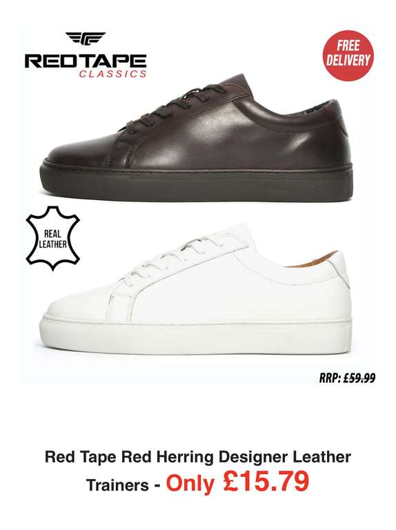 Red Tape Red Herring Designer Leather Trainers With Code