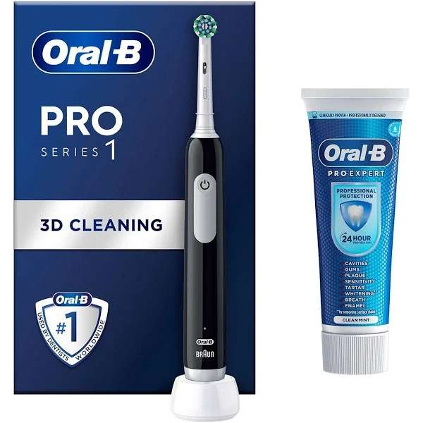 Oral-B Pro 1 Cross Action Black Electric Toothbrush & Paste