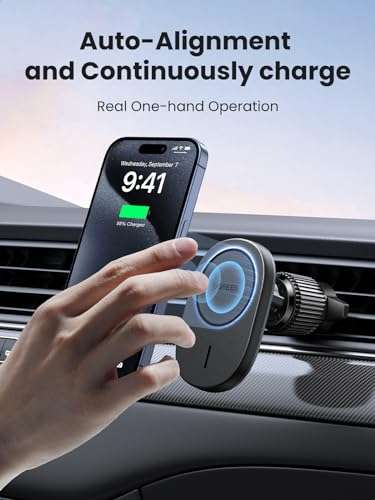 UGREEN MagSafe Car Mount Charger 15W Wireless Charger Car Phone Holder Fast Auto-Alignment - w/voucher by Ugreen Group FBA