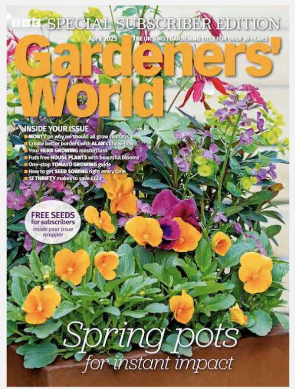 6 months subscription to BBC Gardeners' World Magazine - £9.99 (Requires Cancellation of Subscription) @ Buy Subscription