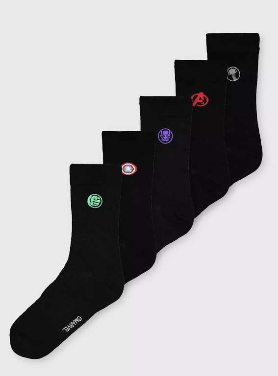 Marvel Avengers Black Ankle Socks 5 Pack