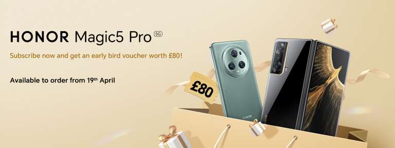 HONOR Magic5 Pro SD8 Gen 2, 12GB+512GB +FREE: Earbuds 3 Pro, Wireless Charging Stand, Case, etc - £869.99 with code @ Honor UK