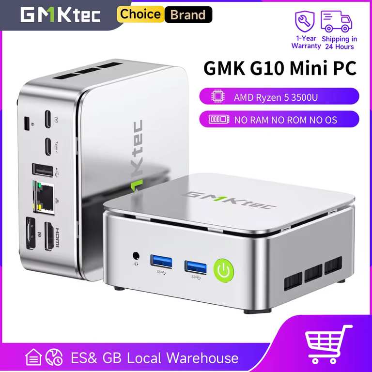 GMKtec G10 Mini PC AMD Ryzen 5 3500U Barebone | 2.5GbE LAN | Triple 4K Display | Wi-Fi 5 | w/Code, Sold By GMKtec Direct Store