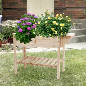 Wood Garden Planter Raised Grow Box Stand with Storage Shelf £35.95 Delivered (UK Mainland) @ mastertradehouse ebay