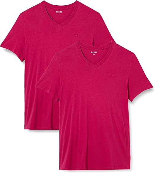 MUSTANG Men's 2-pack V-neck T-Shirt - S £4.90, Sangria Red- S, M £5.19, L £6.13, Tea Rose- M £5.26 (extra 10% off prime students) @ Amazon