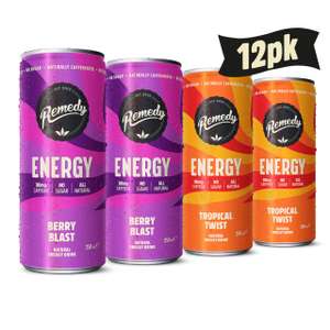 Remedy Natural Energy Drink, Tropical Twist & Berry Blast Mixed Pack, Kombucha Probiotics 12 x 250ml, £9.39 - £9.95 with S&S