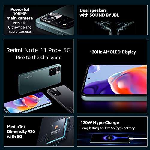 Xiaomi Redmi Note 11 Pro+ 5G - 6+128GB Smartphone,120Hz FHD+ AMOLED Screen, Dimensity 920, 108MP 4500mAh, 120W - £339 Delivered @ Amazon