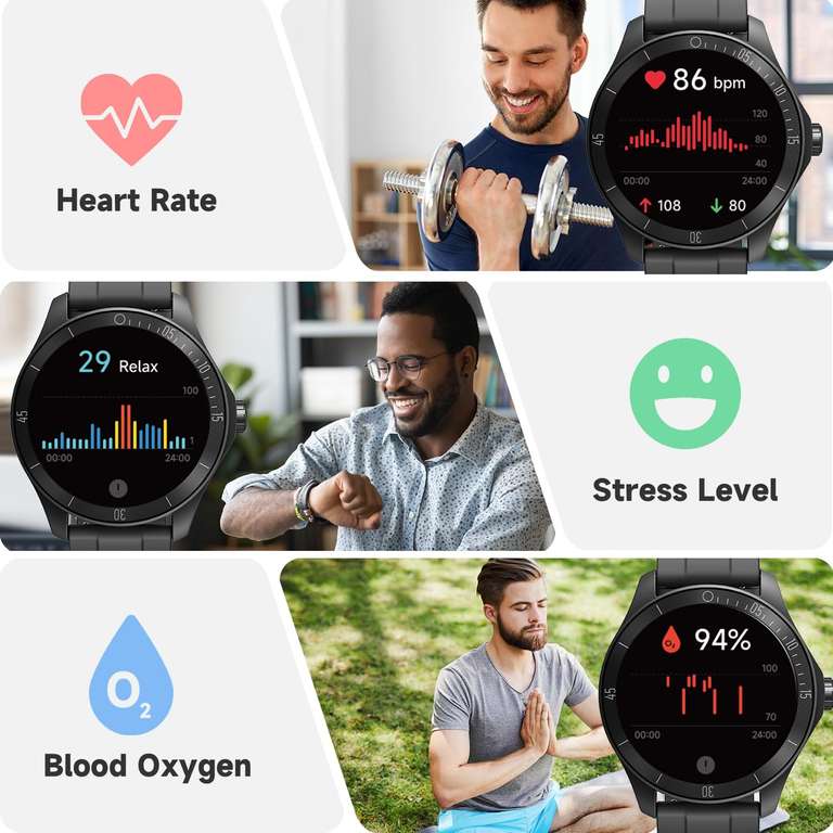 TOOBUR Smart Watch for Men Alexa Built-in, 44mm Fitness Tracker with Answer/Make Calls, IP68 Waterproof - Sold by ZX UK