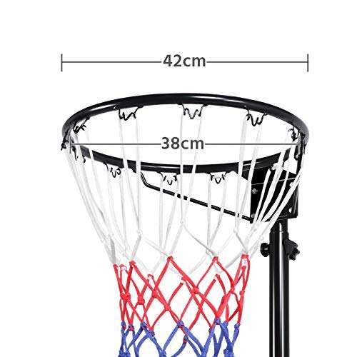Yaheetech Netball Post Height Adjustable Stand Portable Regulation Hoop Full Size Basketball Net - With Voucher @ Yaheetech FBA