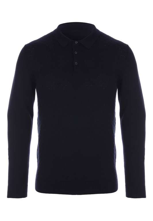 Mens Navy Knitted Polo Top S only for £10 + £3.99 delivery @ Peacocks