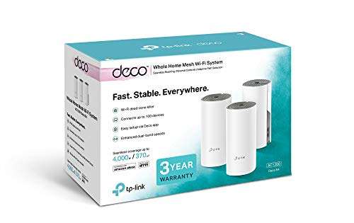 TP-Link Deco E4 Whole Home Mesh Wi-Fi System, Seamless and Speedy (AC1200) £89.99 @ Amazon