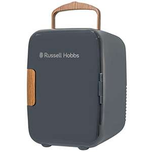 Russell Hobbs RH4CLR1001SCG 4L Mini Portable Cooler AC/DC Power, Scandi Style, Grey & Wood Effect, For Bedroom, Home, Caravan, Car