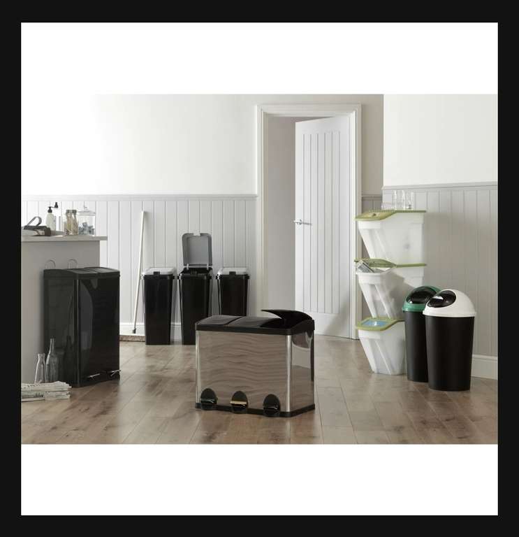 3x45L Touch Top Lid Argos Home Trio of Recycling Bins, Black - £36 + Free Collection @ Argos