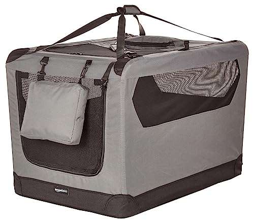Amazon Basics Premium Folding Portable Soft Pet Crate - 91 cm, Grey - £44.80 @ Amazon