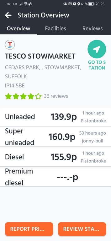 Unleaded - £1.39p per Litre / Diesel - £1.56p per Litre @ Tesco (Stowarket, Suffolk)