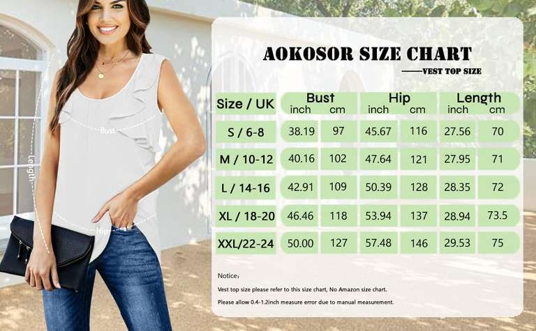 Aokosor Vest Top sizes M and L £7.99 Dispatches from Amazon Sold by aokosor