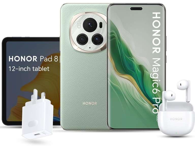 Honor Magic6 Pro + Honor Pad 8 + Earbuds X6 + 100W Charger - 100gb Data Unlimited Mins Unlimited Texts