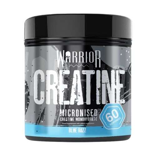 Warrior Creatine Monohydrate Powder 300g 100% Micronized 60 Servings Blue Razz - With Code By Bodybuilding Warehouse