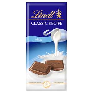 Lindt Classic Recipe Chocolate Bar (Caramel Sea Salt / Hazelnut / Crispy / Plain) 125g (Nectar Price)