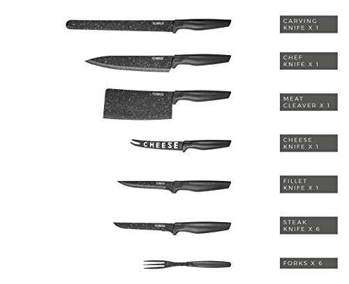 Tower T81521B Kitchen Knife Set, Essentials Collection, Stone-Coated, Black, 24 Pieces £31.92 Sold by MMP Living @ Amazon