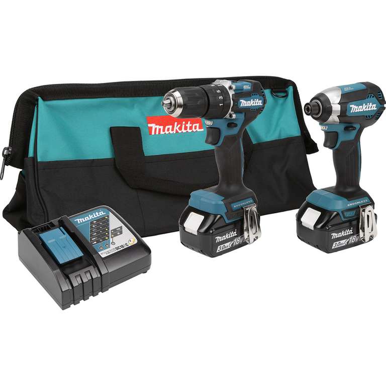 Makita Brushless Combi-Drill and Driver plus THREE 3.0Ah batteries, bag and charger - £199.98 @ Toolstation