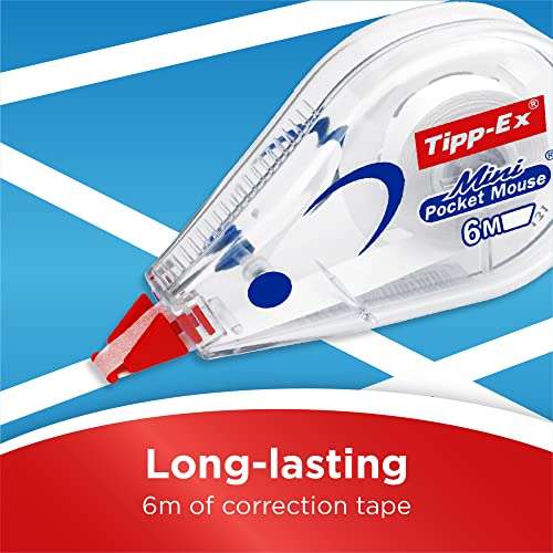Tipp-Ex Mini Pocket Mouse Plastic Tape - Box of 10 - High-Quality, 6 m, Tear-Resistant Tapes with Smooth Glide, White
