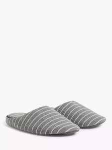Stripe Mule Slippers, Grey - £6 + Free Click and Collect @ John Lewis & Partners