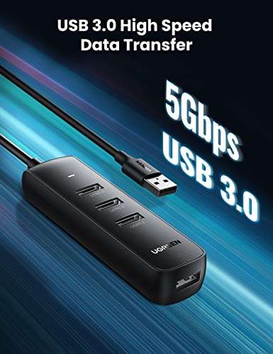 UGREEN USB Hub 3.0, 4-Ports USB Splitter with 1M Long Cable, USB Expansion Data Hub - £7.99 With Voucher @ Ugreen Group / Amazon