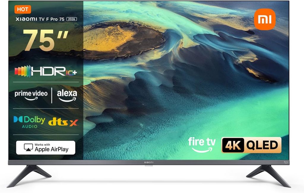 XIAOMI TV F Pro 75, 75 Inches 4K UHD QLED, Smart TV, Fire TV,120Hz