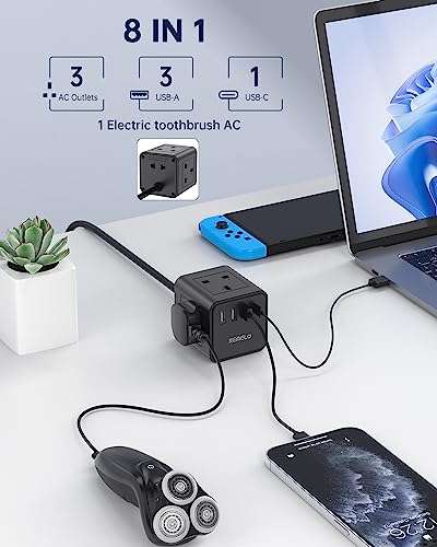 Cube Extension Lead with 4 USB Slots, Kemelo 4 Way Sold by coldo / FBA