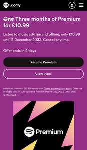 Spotify 3 Months Premium for £10.99 (Selected accounts)